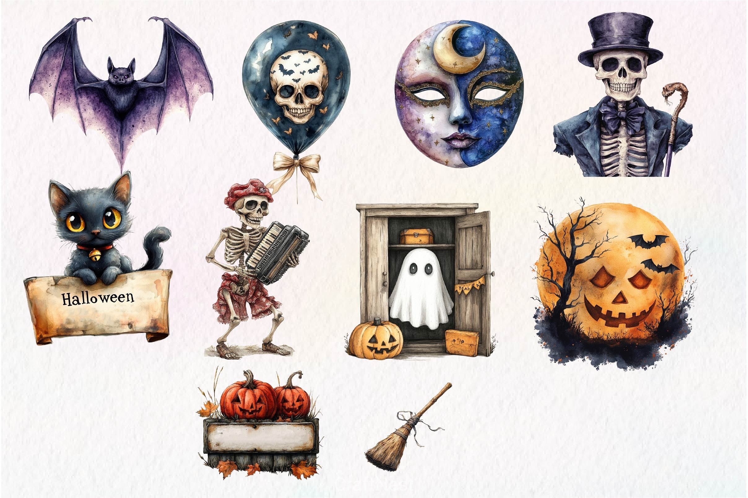 Vintage Halloween Diecuts Clipart Bundle - CraftNest - Digital Crafting and Art