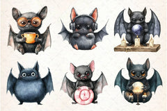 Quirky Halloween Black Bat Clipart Bundle - CraftNest - Digital Crafting and Art