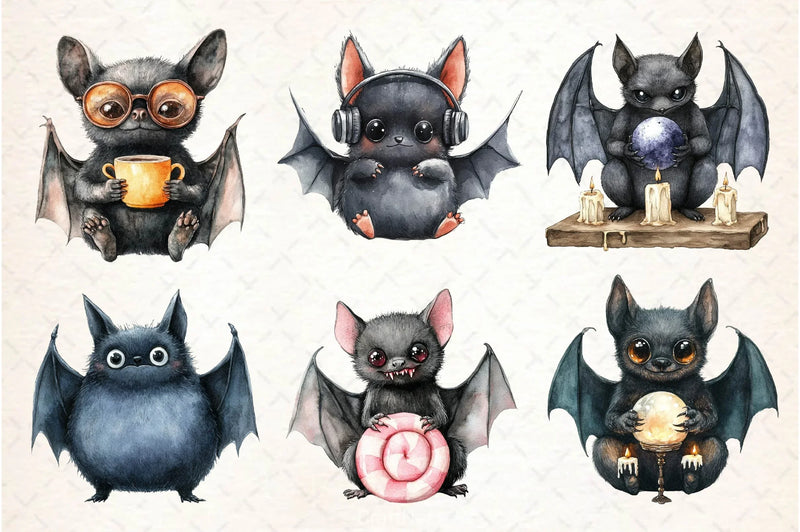 Quirky Halloween Black Bat Clipart Bundle - CraftNest - Digital Crafting and Art