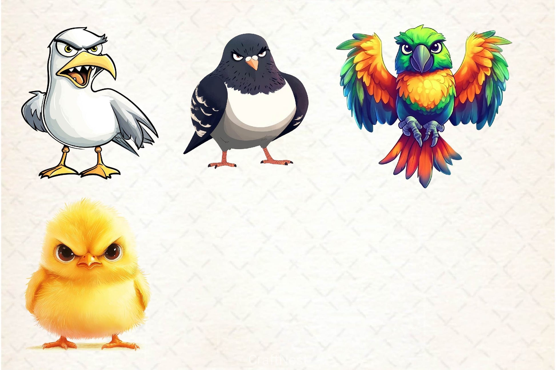 Funny Grumpy Birds Clipart Bundle - CraftNest - Digital Crafting and Art