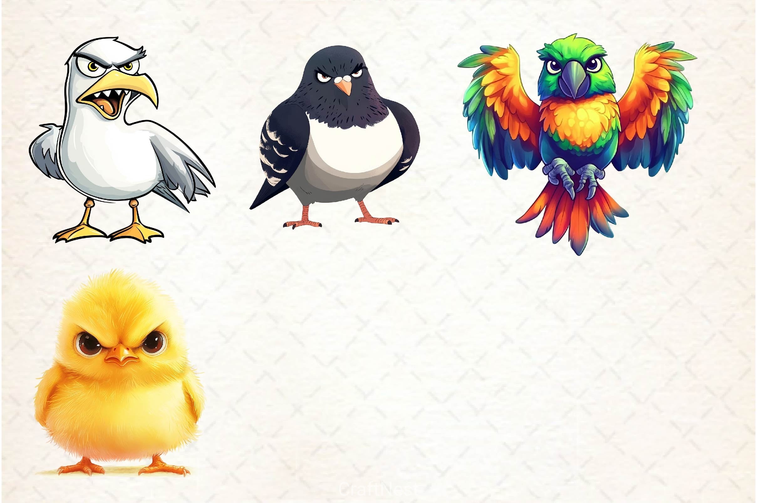 Funny Grumpy Birds Clipart Bundle - CraftNest - Digital Crafting and Art