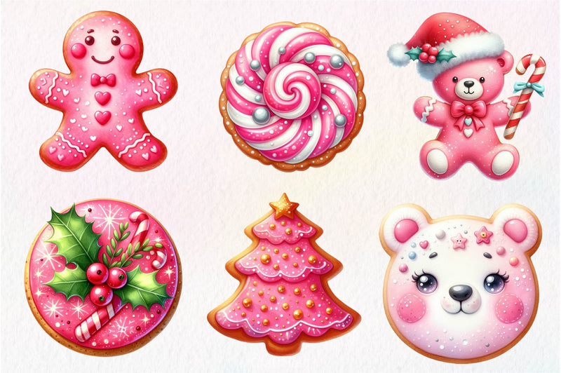 Pink Christmas Cookie Clipart Bundle - CraftNest - Digital Crafting and Art