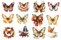 Fall Butterfly Garden Clipart Bundle 2 - CraftNest - Digital Crafting and Art