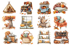 Fall Reading Nook Clipart Bundle 3 - CraftNest - Digital Crafting and Art
