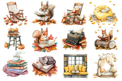 Fall Reading Nook Clipart Bundle 3 - CraftNest - Digital Crafting and Art