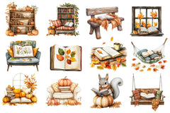 Fall Reading Nook Clipart Bundle 3 - CraftNest - Digital Crafting and Art
