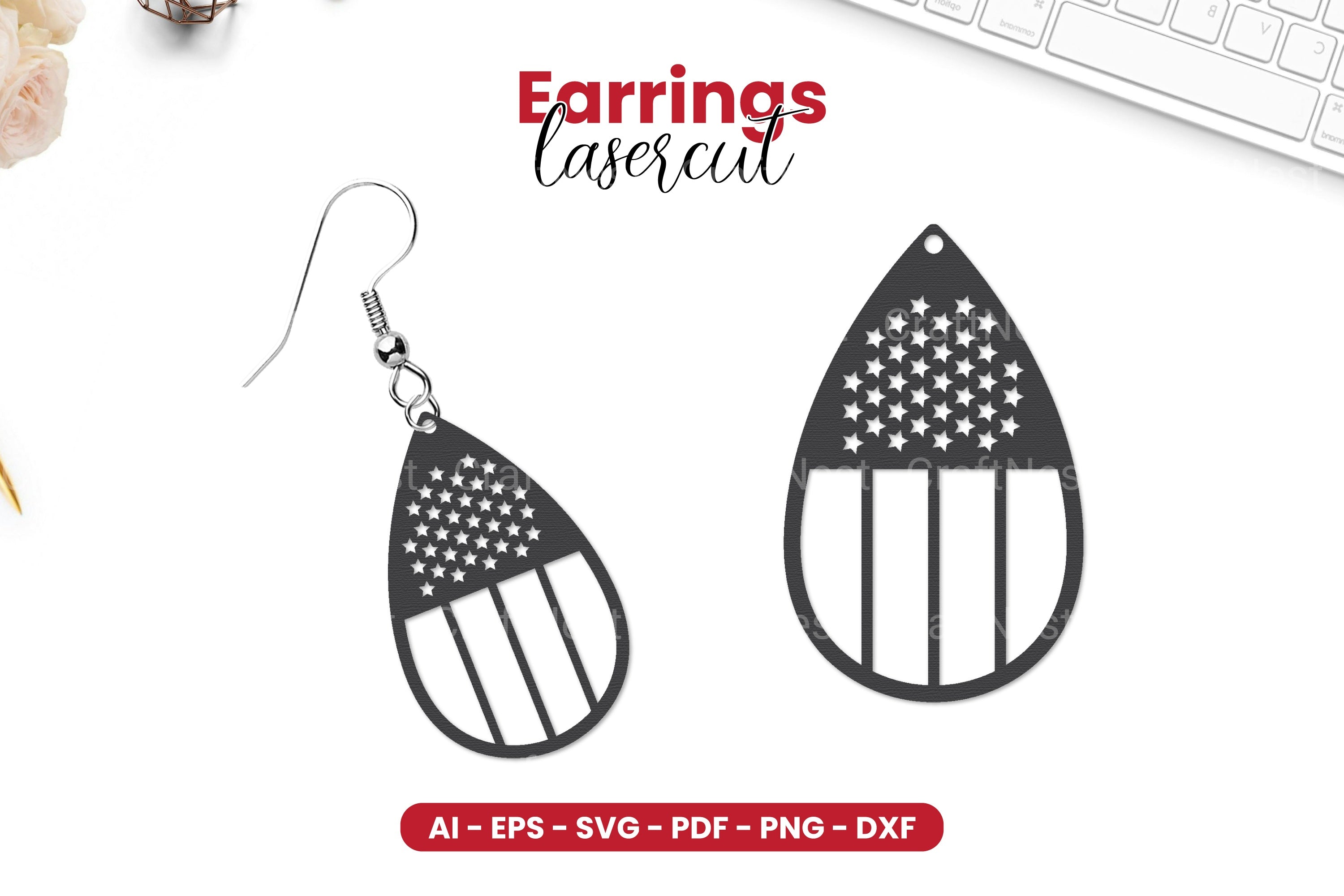 4th of July Earrings Laser Cut SVG Bundle