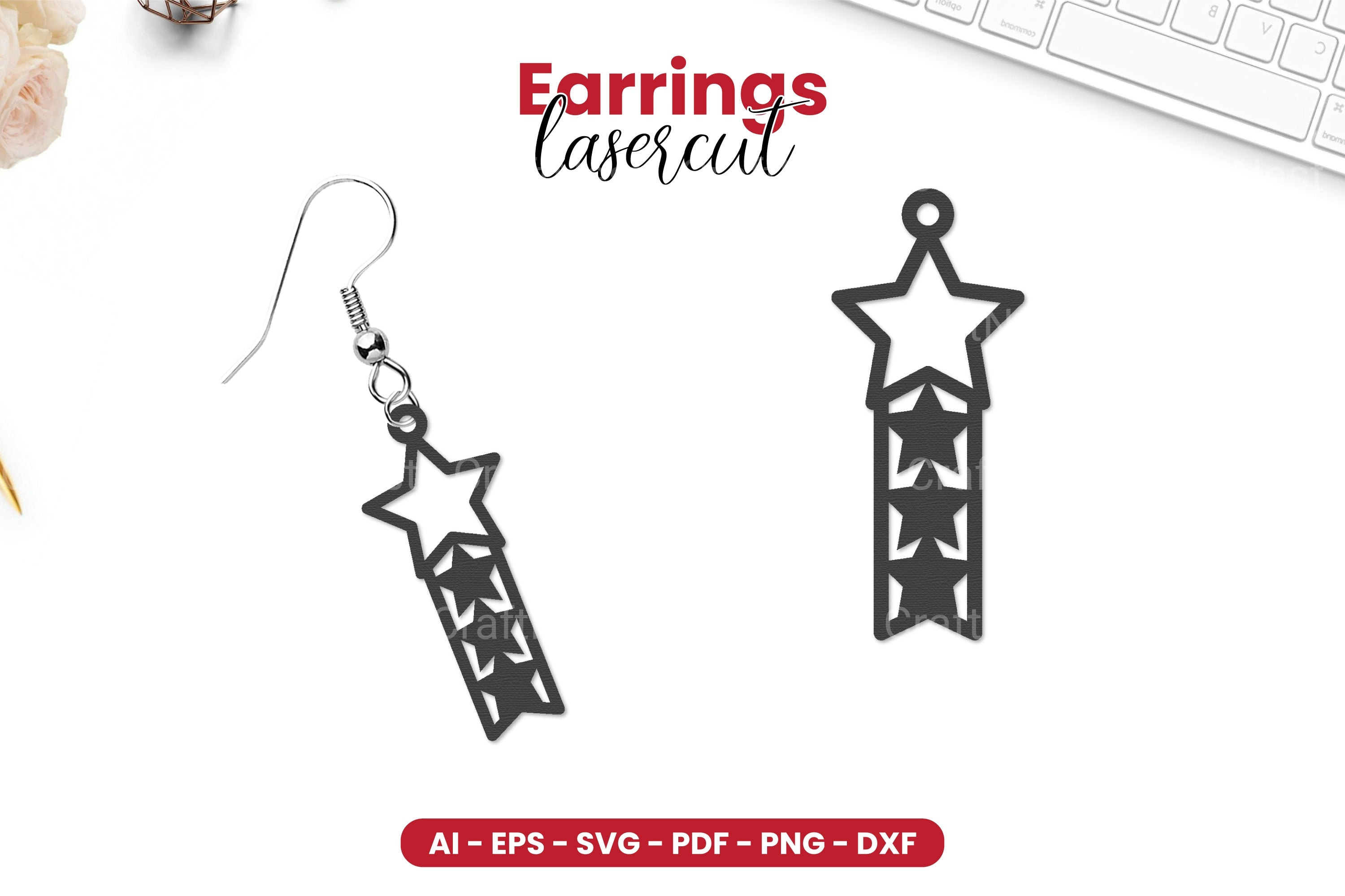 4th of July Earrings Laser Cut SVG Clipart Bundle