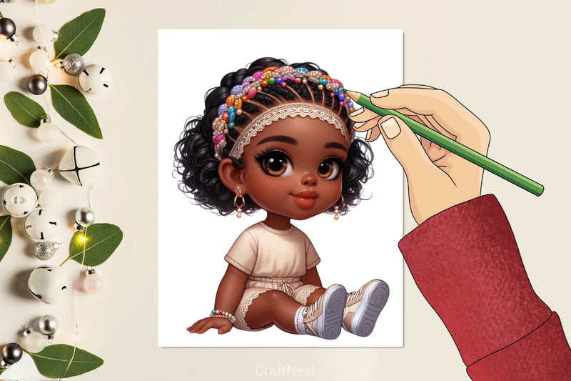Cute Black Girl Clipart Bundle - CraftNest - Digital Crafting and Art