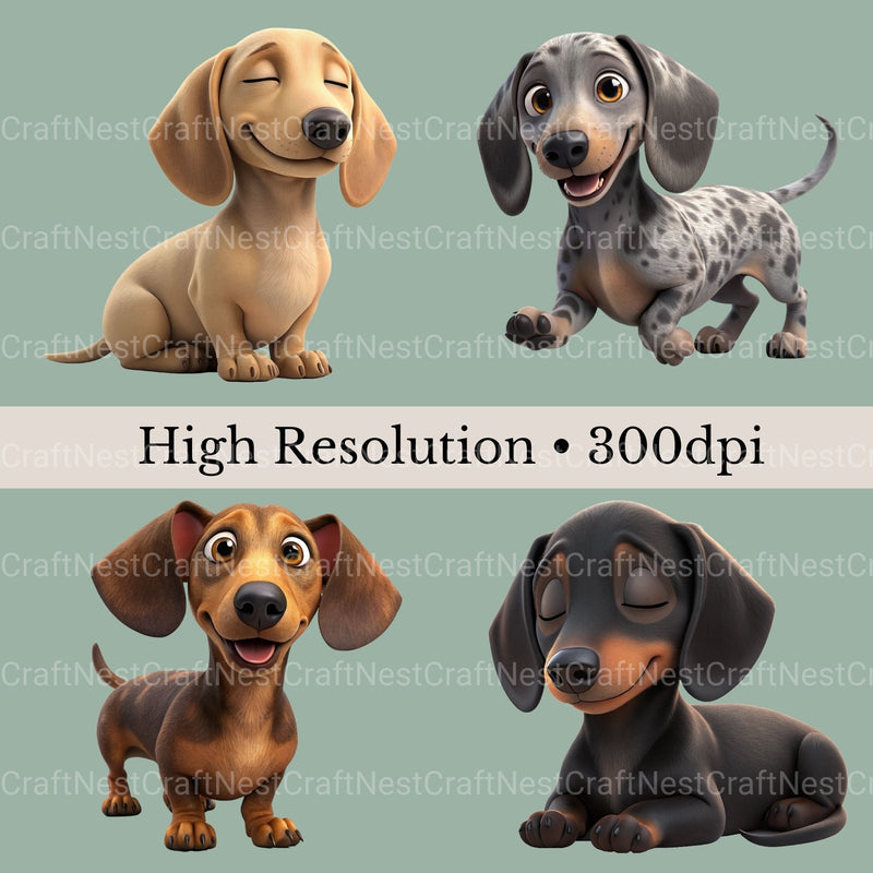 Dachshunds Cartoon Clipart Bundle - CraftNest - Digital Crafting and Art