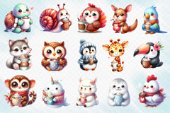 Animals With Coffee Clipart Bundle - CraftNest - Digital Crafting and Art