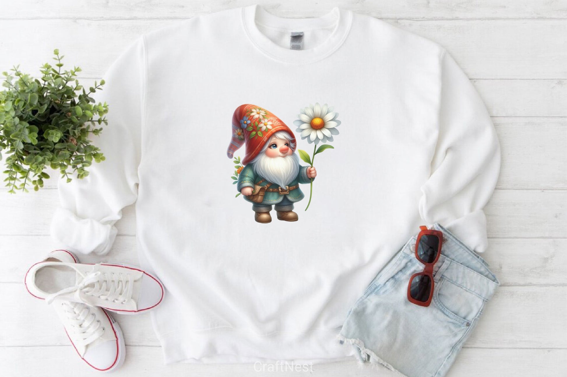 Cute Gnomes Daisy Clipart Bundle 2 - CraftNest - Digital Crafting and Art