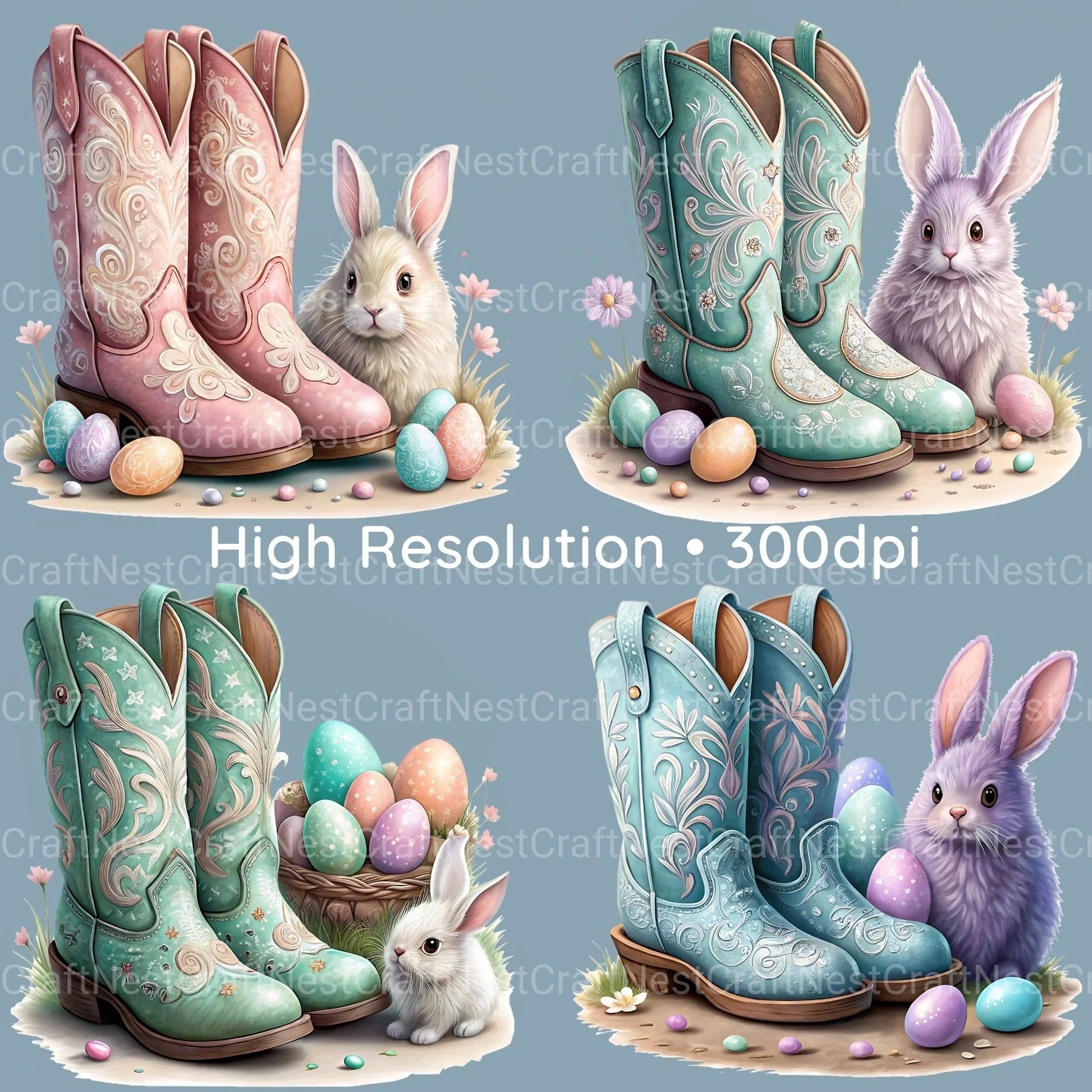 Boots N Bunnies Clipart Bundle - CraftNest - Digital Crafting and Art