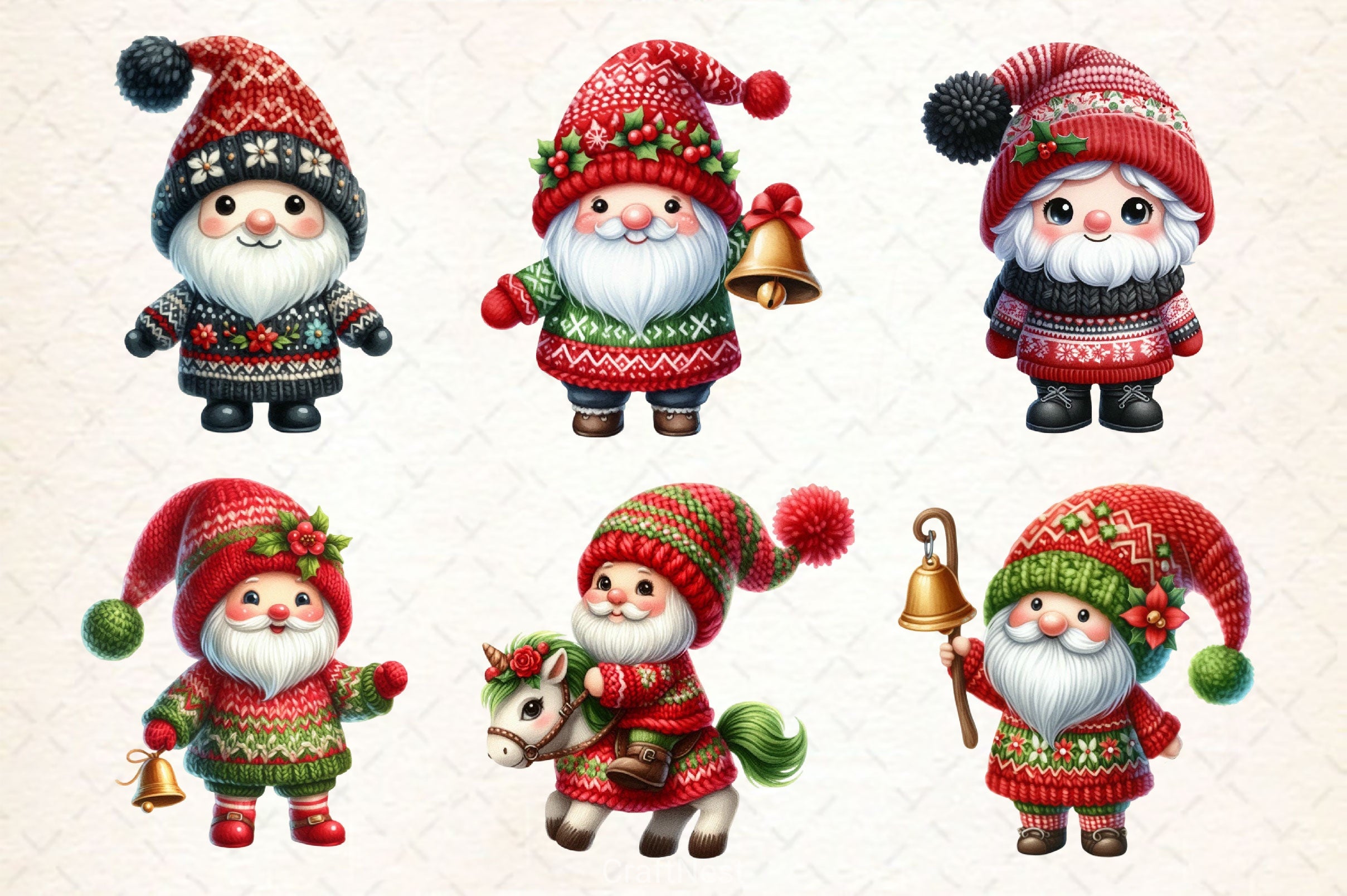 Cute Christmas Gnome Clipart Bundle 7 - CraftNest - Digital Crafting and Art