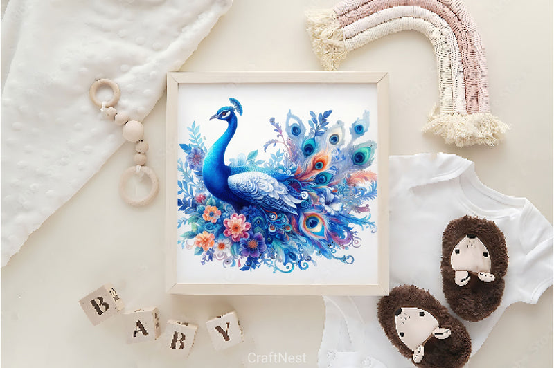 Floral Peacock Clipart Bundle - CraftNest - Digital Crafting and Art