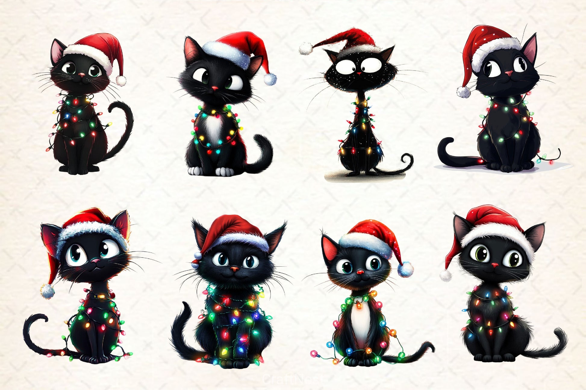 Funny Christmas Black Cat Clipart Bundle 7 - CraftNest - Digital Crafting and Art