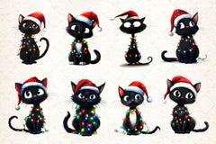 Funny Christmas Black Cat Clipart Bundle 7 - CraftNest - Digital Crafting and Art