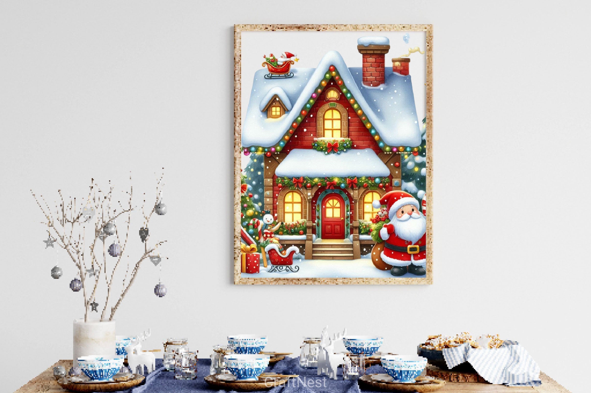 Christmas House Santa House Clipart Bundle - CraftNest - Digital Crafting and Art