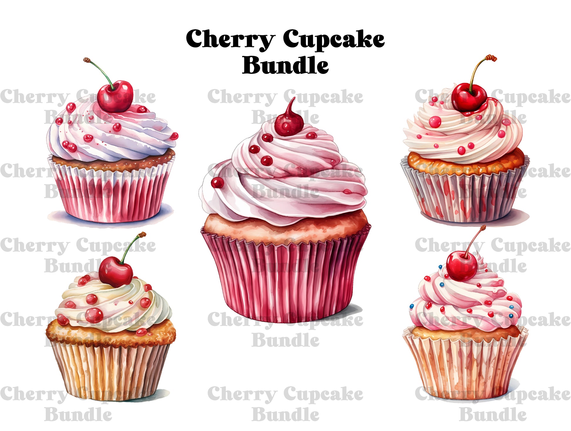 Cherry Cupcakes Clipart - CraftNest