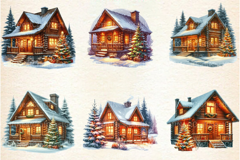 Christmas Winter Cabin Clipart Bundle - CraftNest - Digital Crafting and Art
