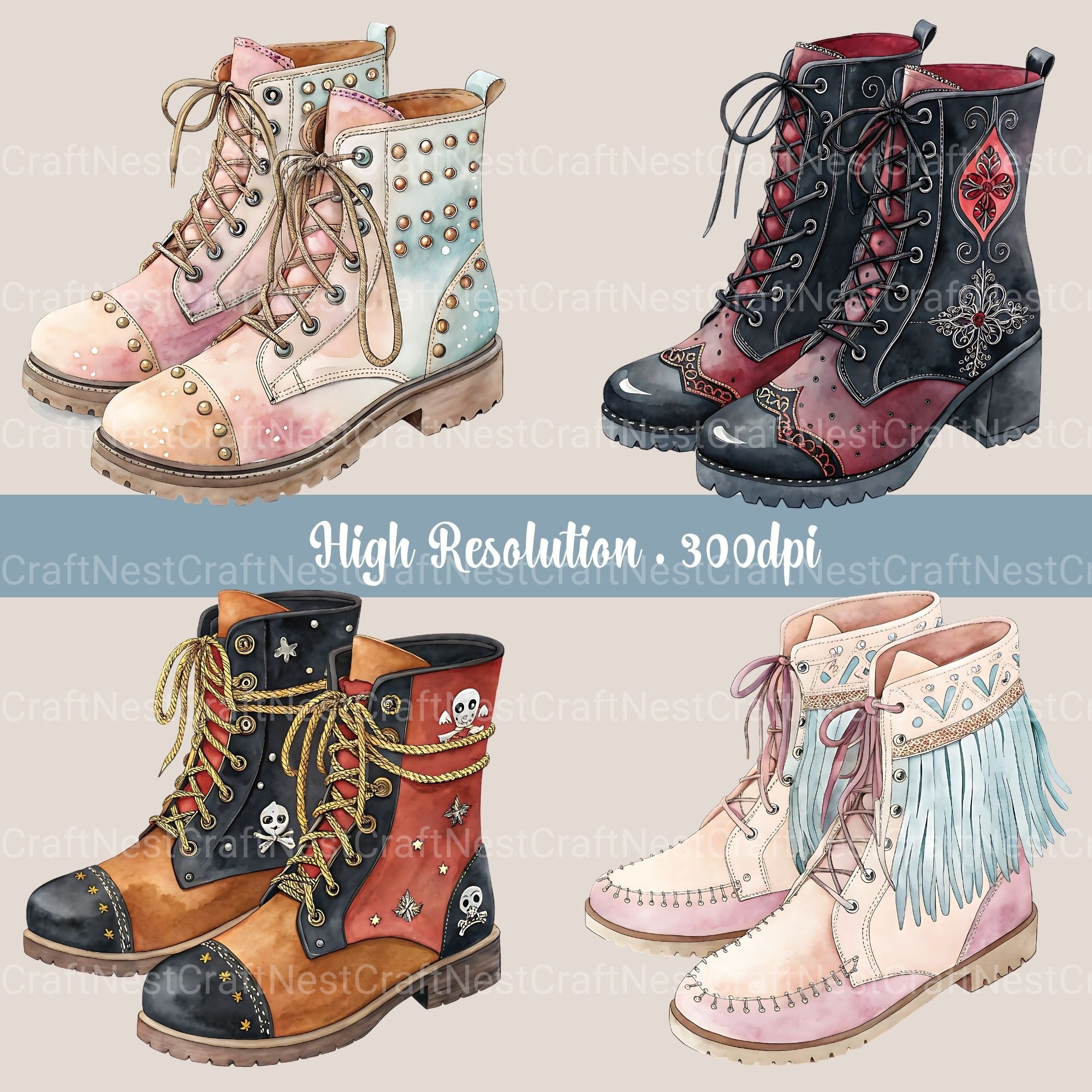 Boots Clipart Bundle - CraftNest - Digital Crafting and Art