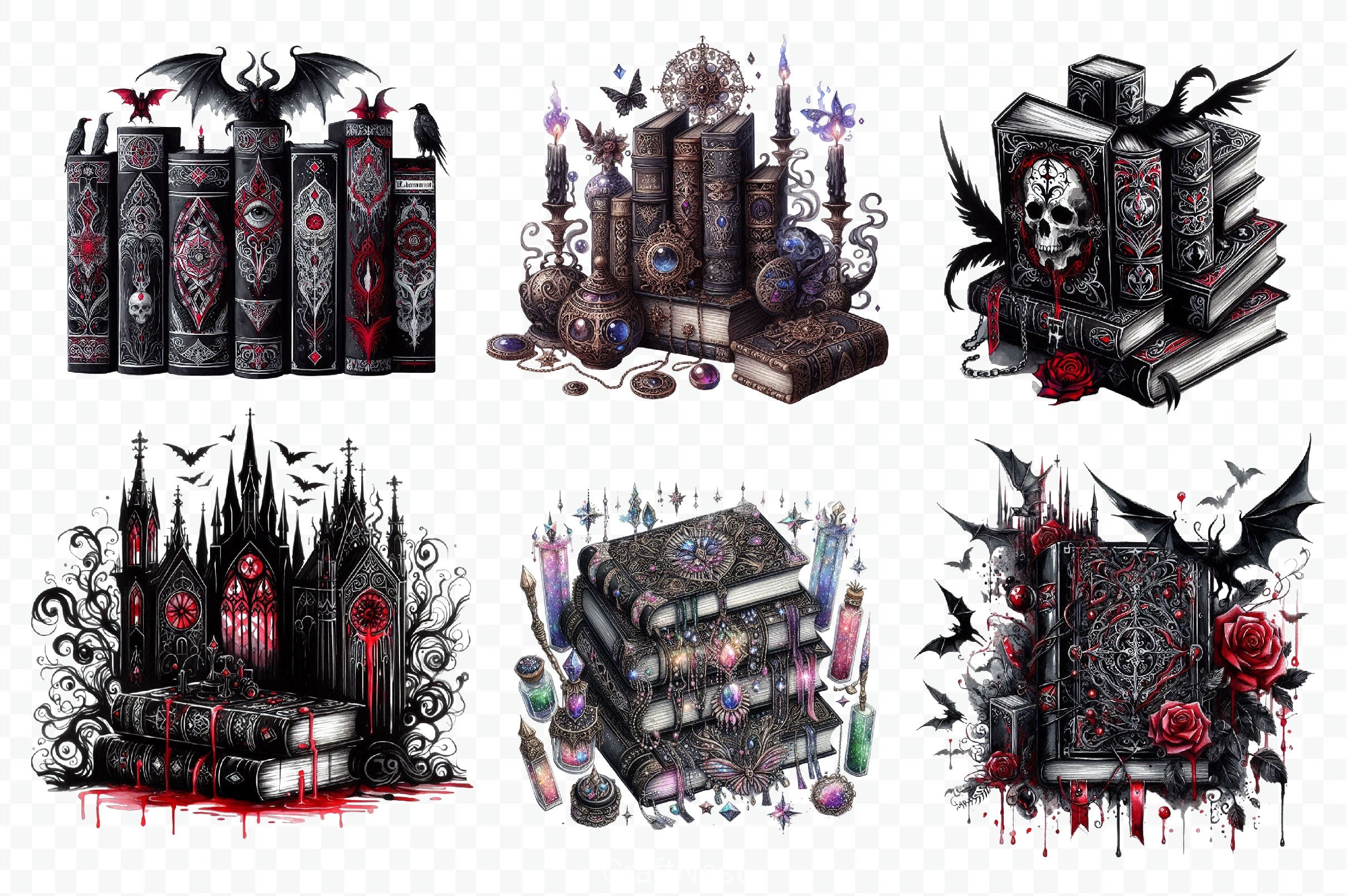 Gothic Fantasy Books Clipart Bundle - CraftNest - Digital Crafting and Art