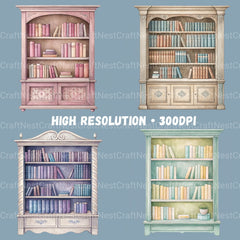 Book Shop & Bookshelves Clipart Bundle - CraftNest - Digital Crafting and Art