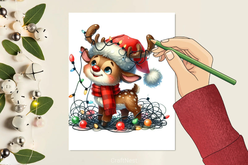 Christmas Reindeer Clipart Bundle - CraftNest - Digital Crafting and Art