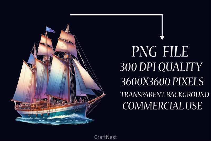 Schooner Ship Clipart Bundle - CraftNest - Digital Crafting and Art