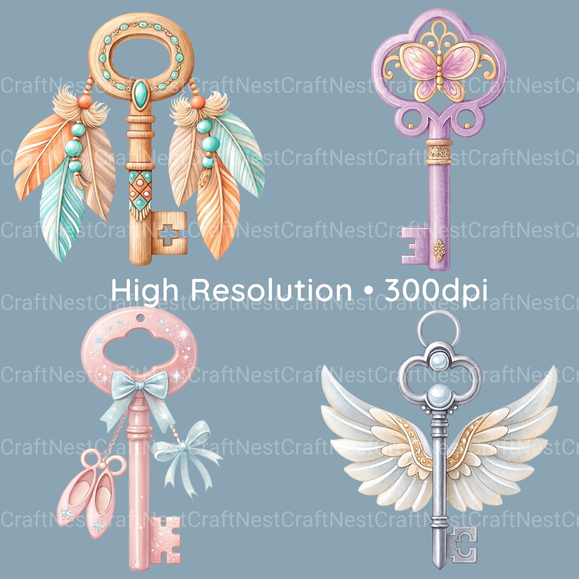 Vintage Keys Clipart Bundle - CraftNest - Digital Crafting and Art