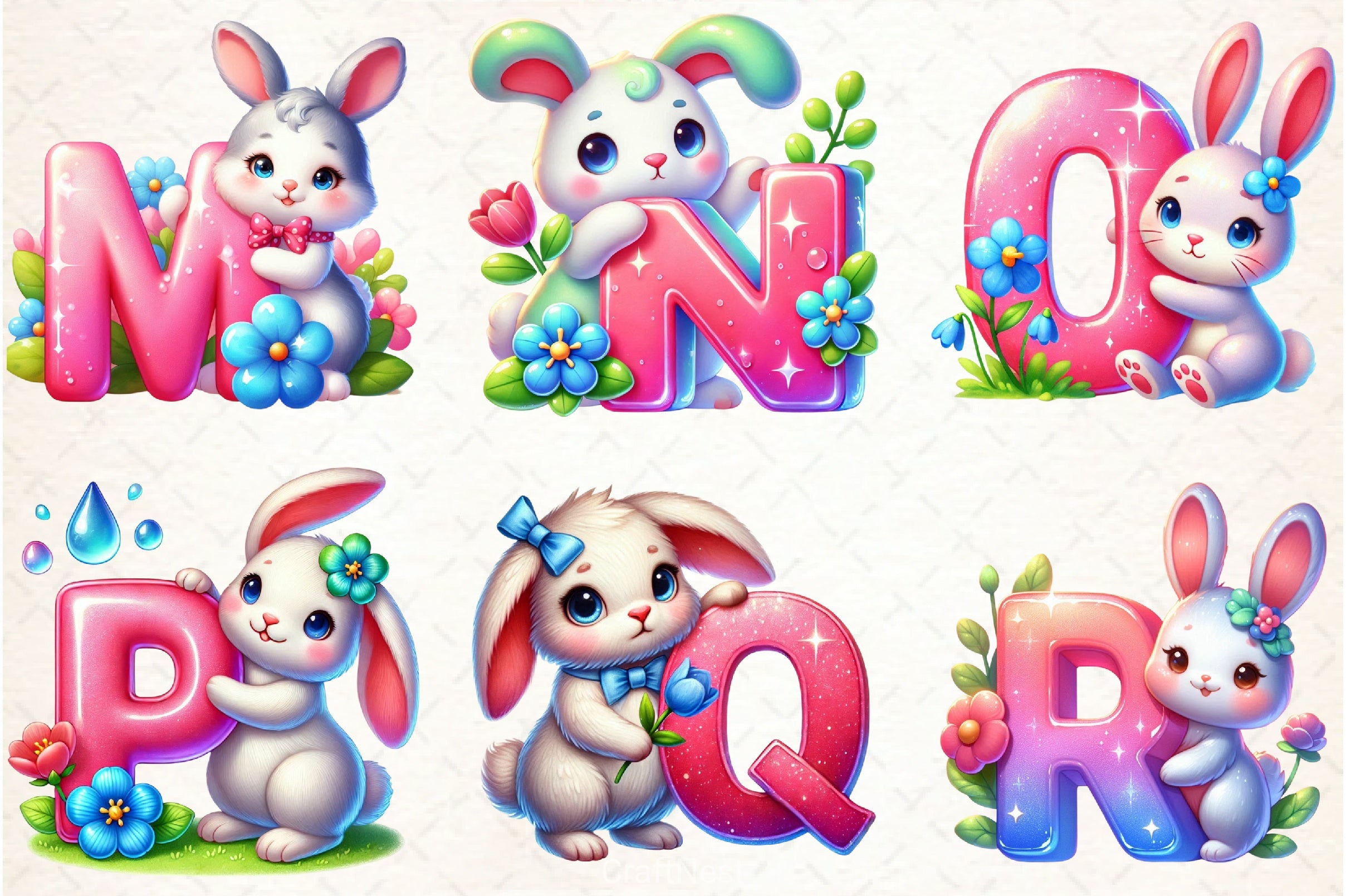 Easter Bunny Alphabet Clipart Bundle 1 - CraftNest - Digital Crafting and Art
