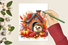 Hedgehog Autumn Clipart Bundle - CraftNest - Digital Crafting and Art