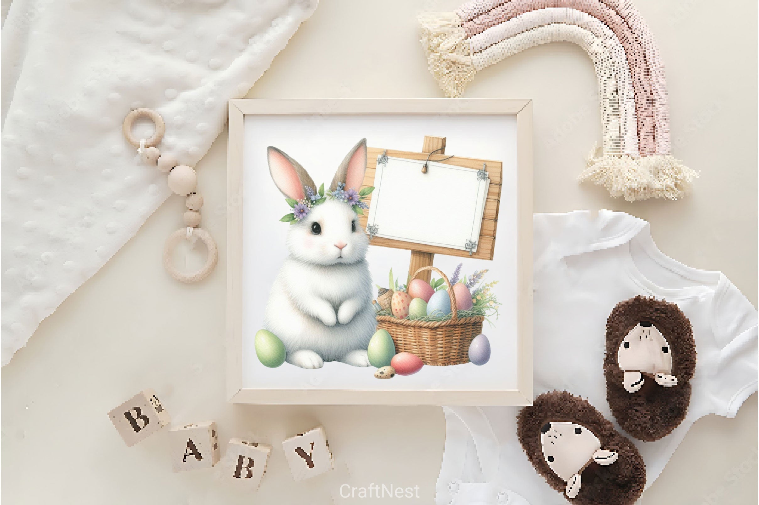 Easter Bunny Wooden Signs Clipart Bundle - CraftNest - Digital Crafting and Art