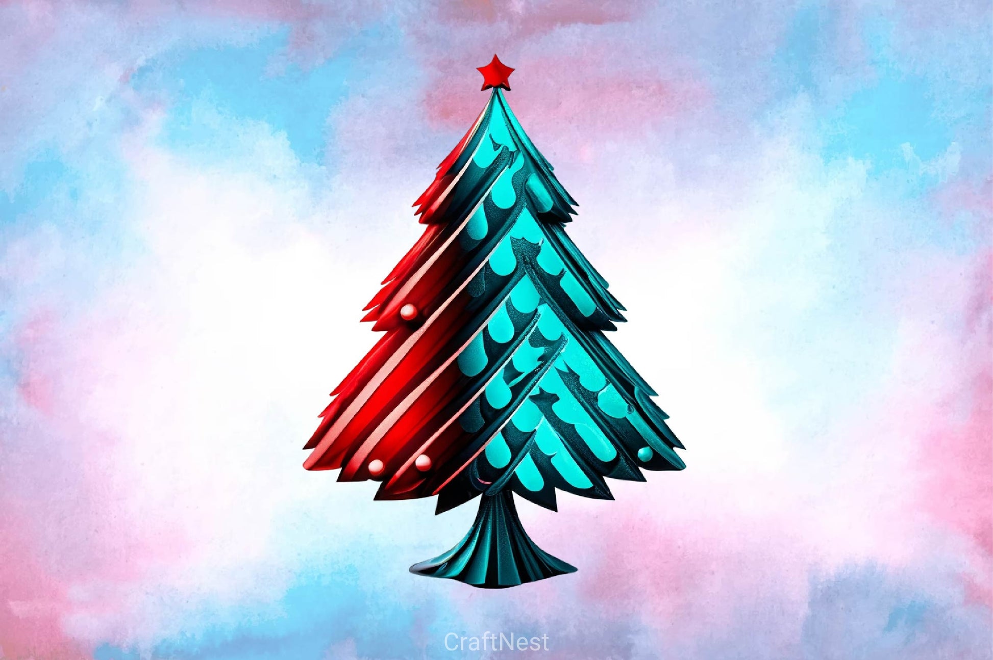 Blue And Red Glam Christmas Tree Clipart Bundle - CraftNest - Digital Crafting and Art