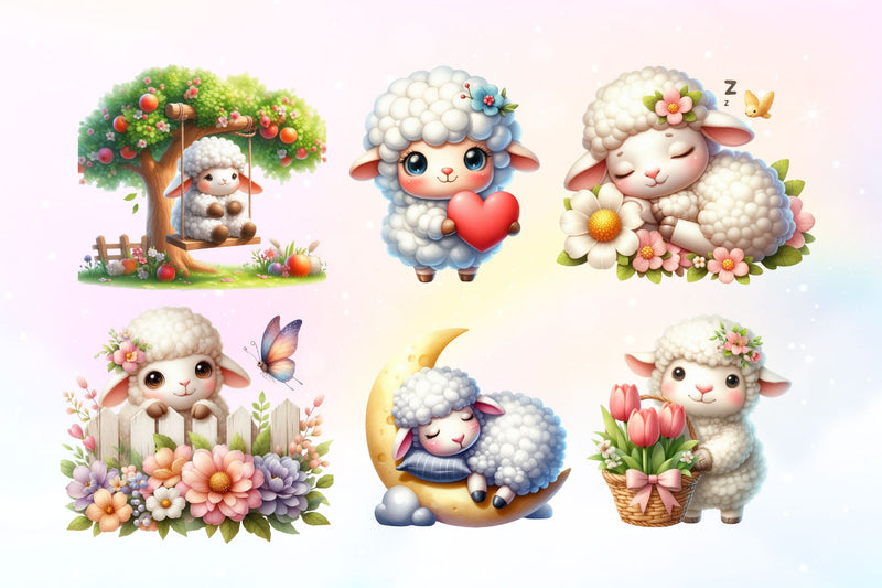 Cute Sheep Clipart Bundle 4 - CraftNest - Digital Crafting and Art