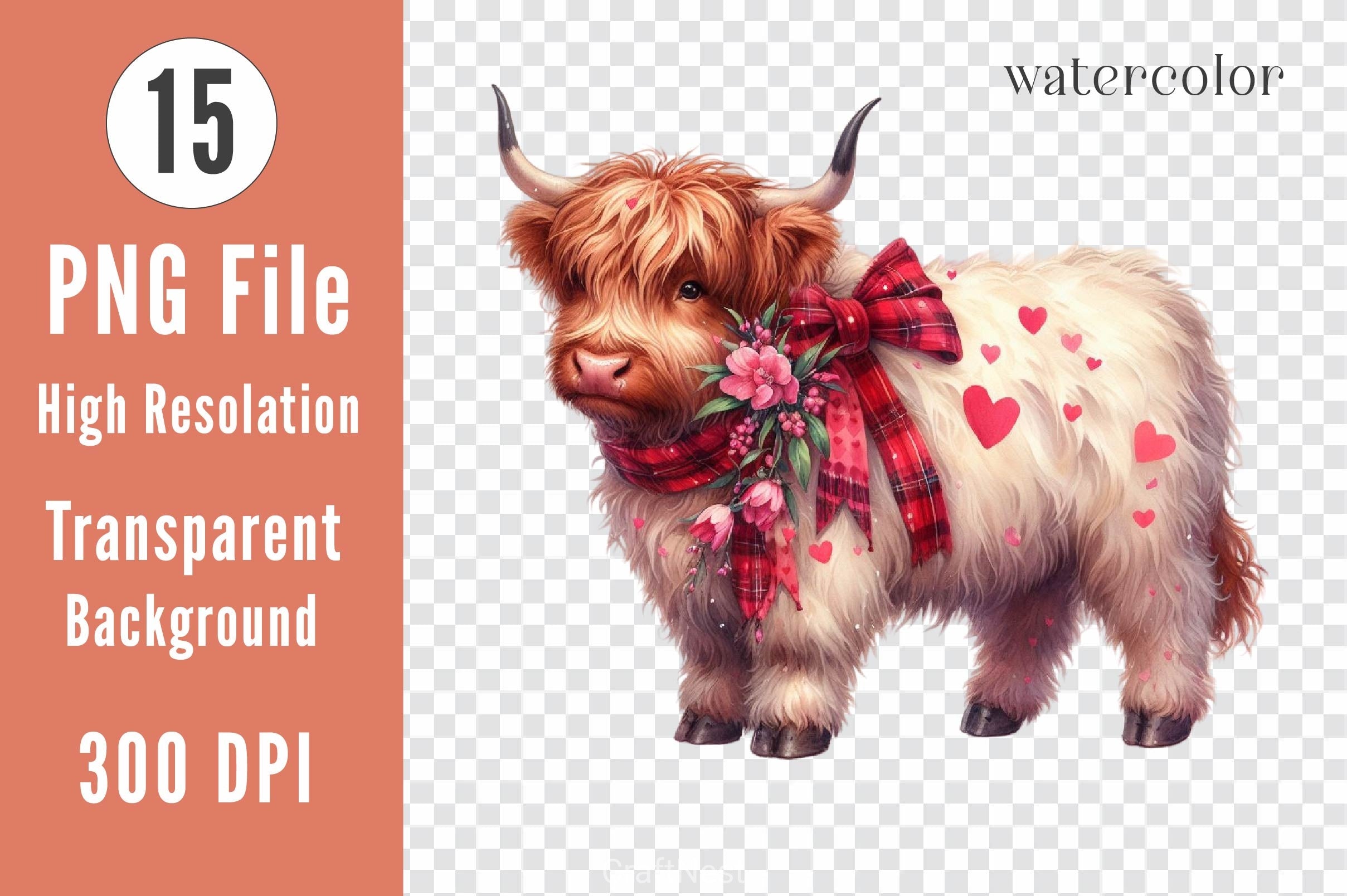Valentines Highland Cows Clipart Bundle - CraftNest - Digital Crafting and Art