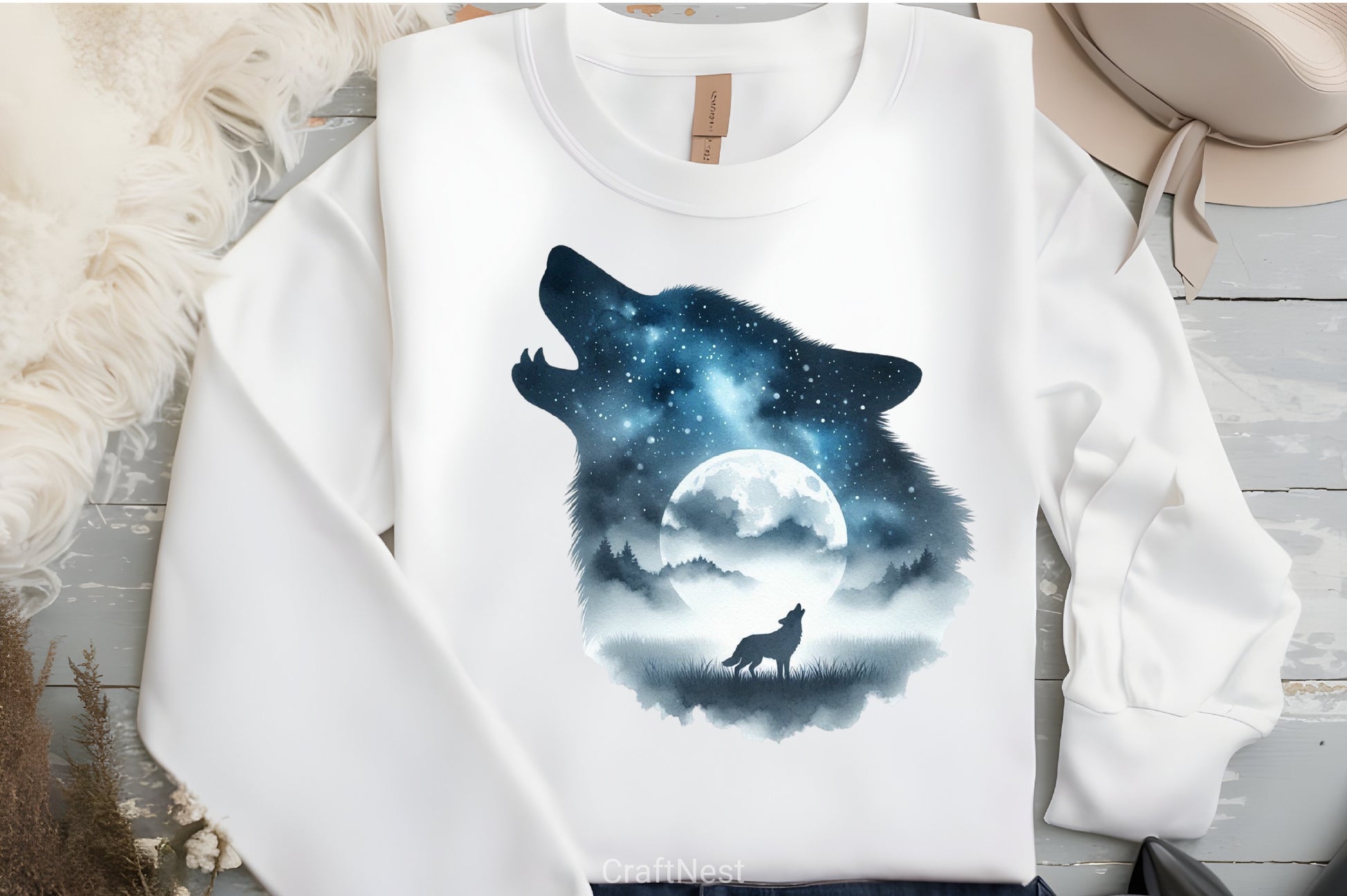 Moon Wolf Howling Clipart Bundle - CraftNest - Digital Crafting and Art