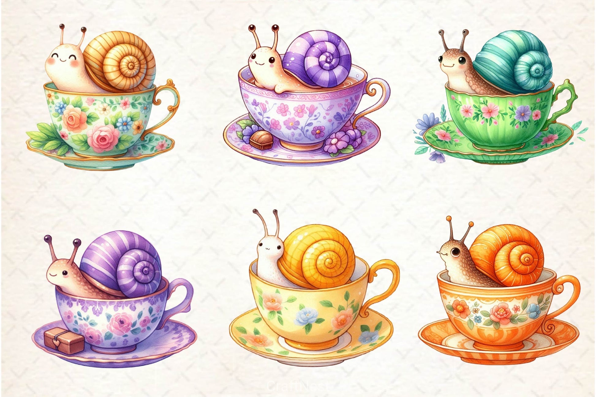 Cute Snail With Coffee Clipart Bundle - CraftNest - Digital Crafting and Art