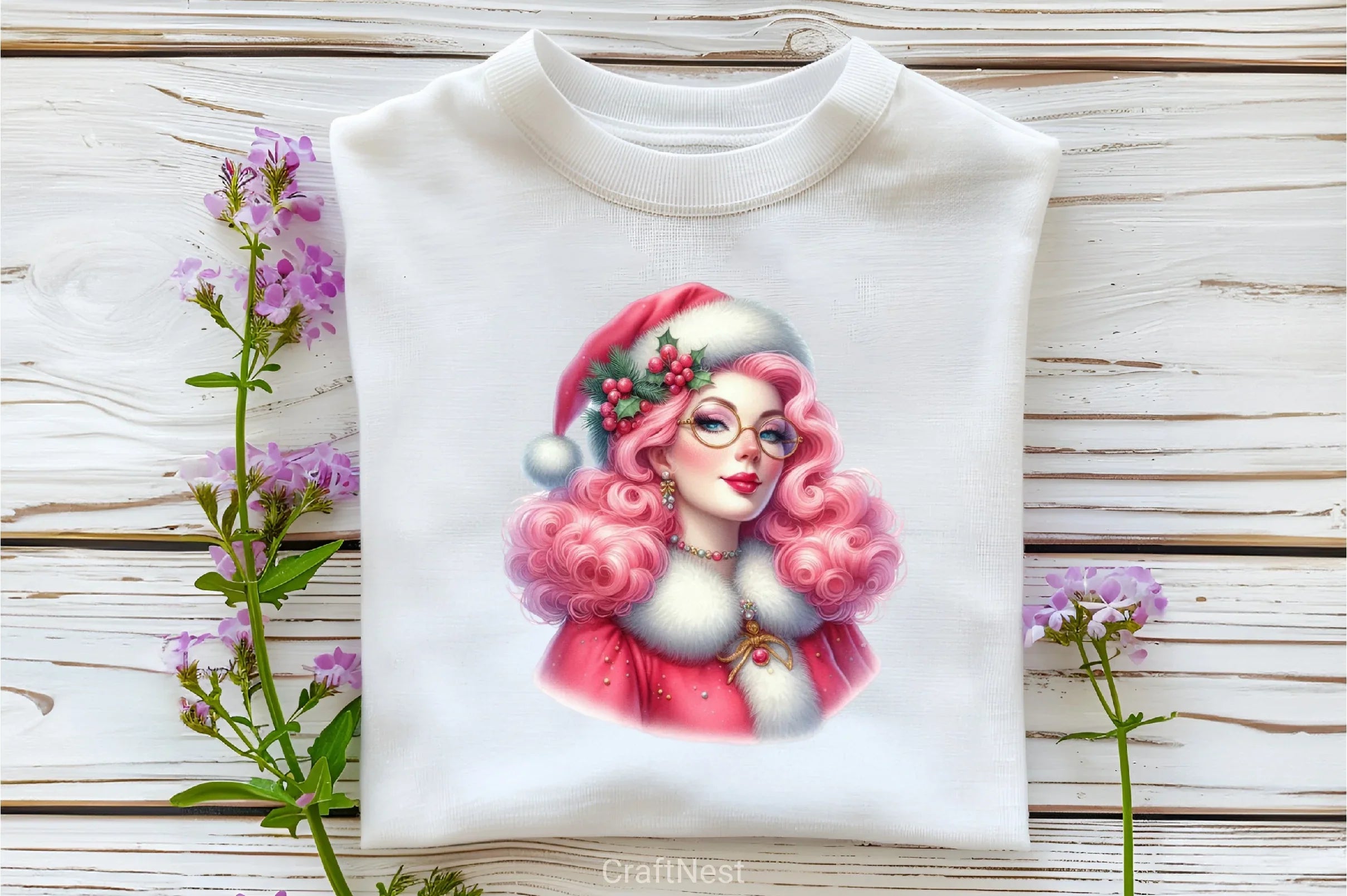 Retro Pink Christmas Clipart Bundle 12 - CraftNest - Digital Crafting and Art