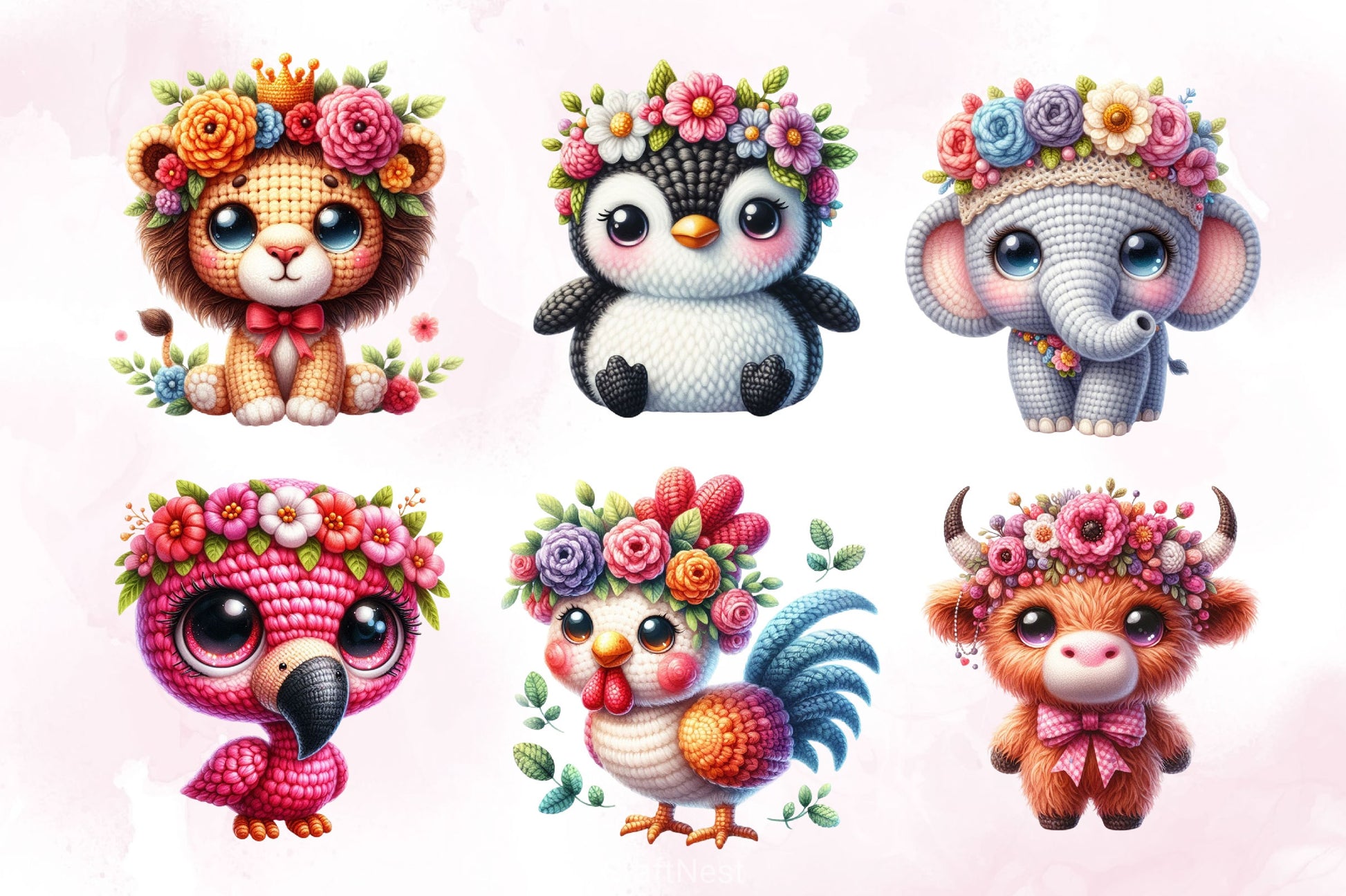 Crochet Animals And Flower Clipart Bundle - CraftNest - Digital Crafting and Art