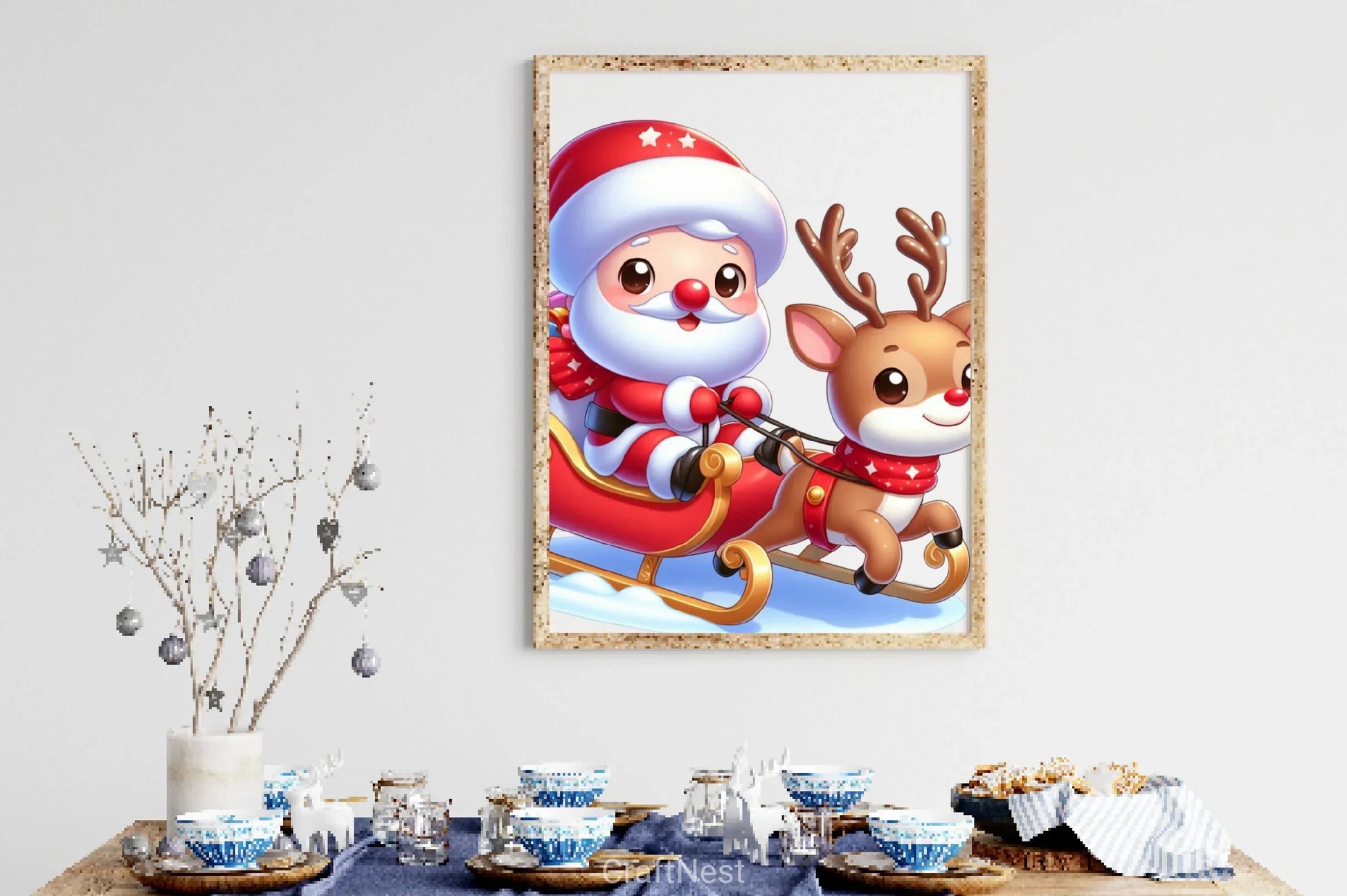 Cute Santa Christmas Reindeer Clipart Bundle - CraftNest - Digital Crafting and Art