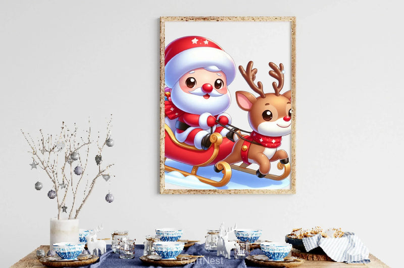 Cute Santa Christmas Reindeer Clipart Bundle - CraftNest - Digital Crafting and Art