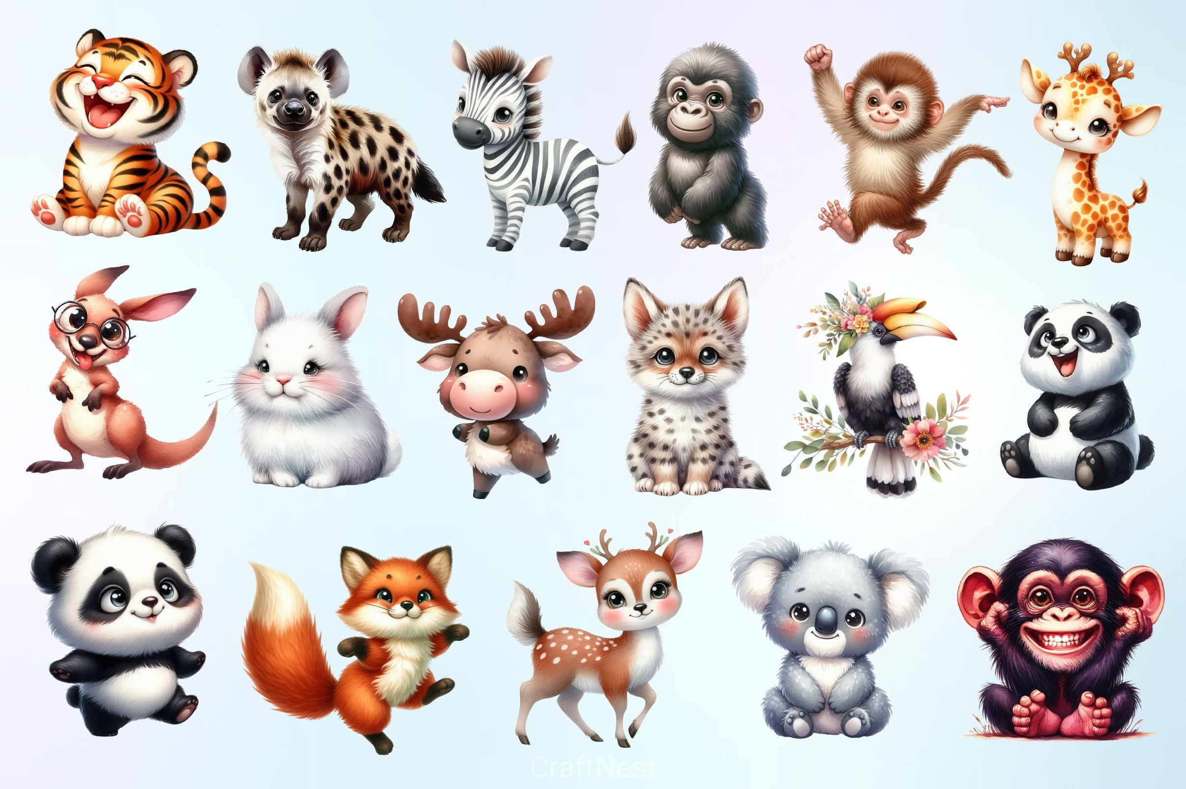 Woodland Animals Clipart Bundle 7 - CraftNest - Digital Crafting and Art