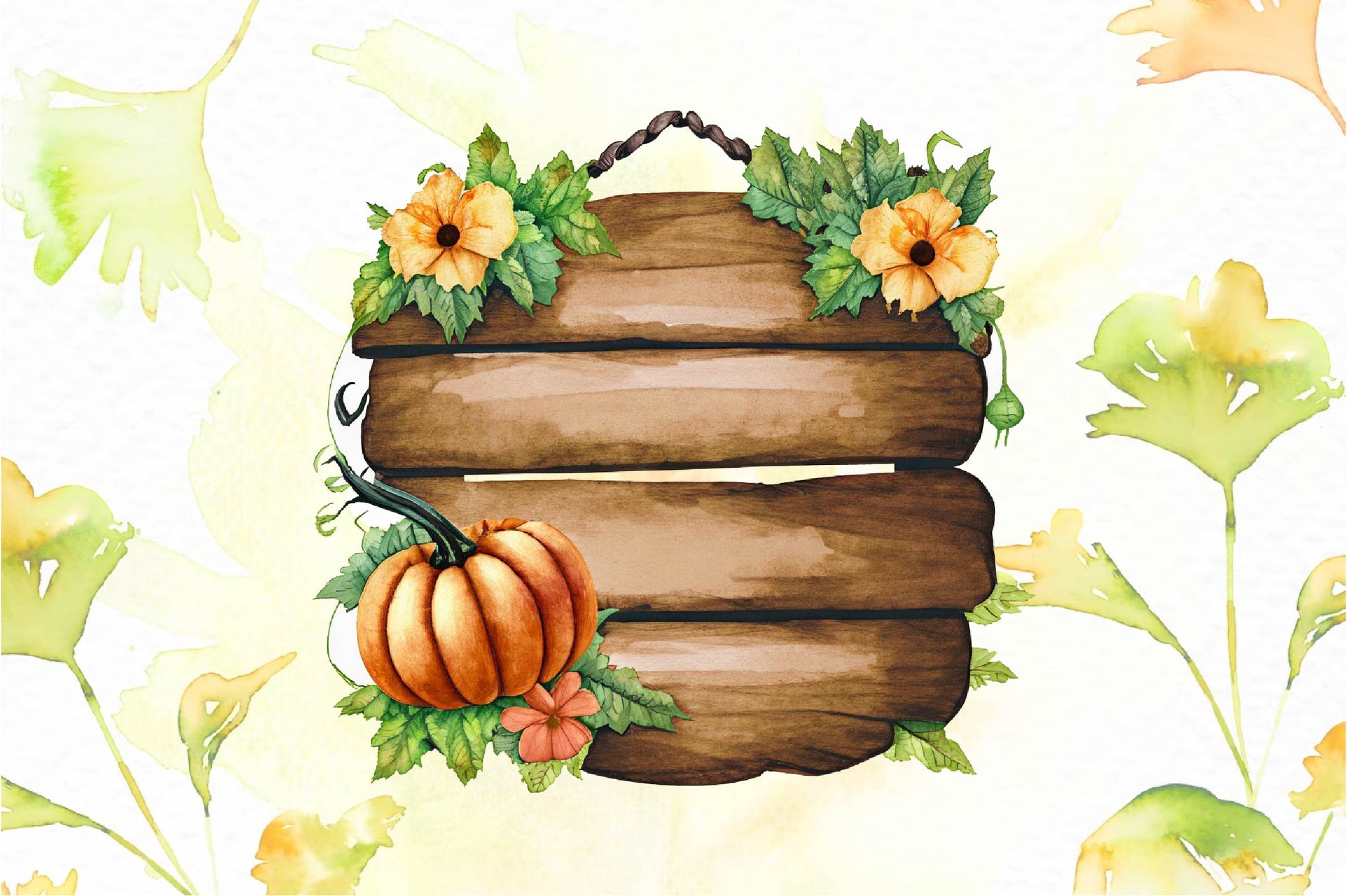 Wooden Sign Pumpkin Flower Clipart Bundle - CraftNest - Digital Crafting and Art