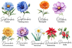 26 Birth Month Flowers Clipart Bundle - CraftNest - Digital Crafting and Art