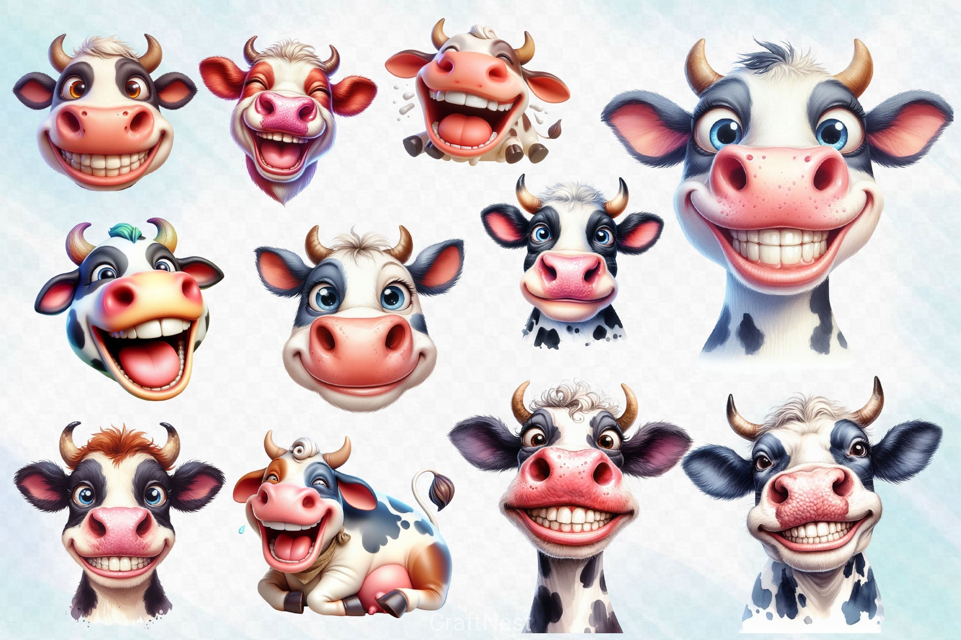 Funny Cow Clipart Bundle 8 - CraftNest - Digital Crafting and Art