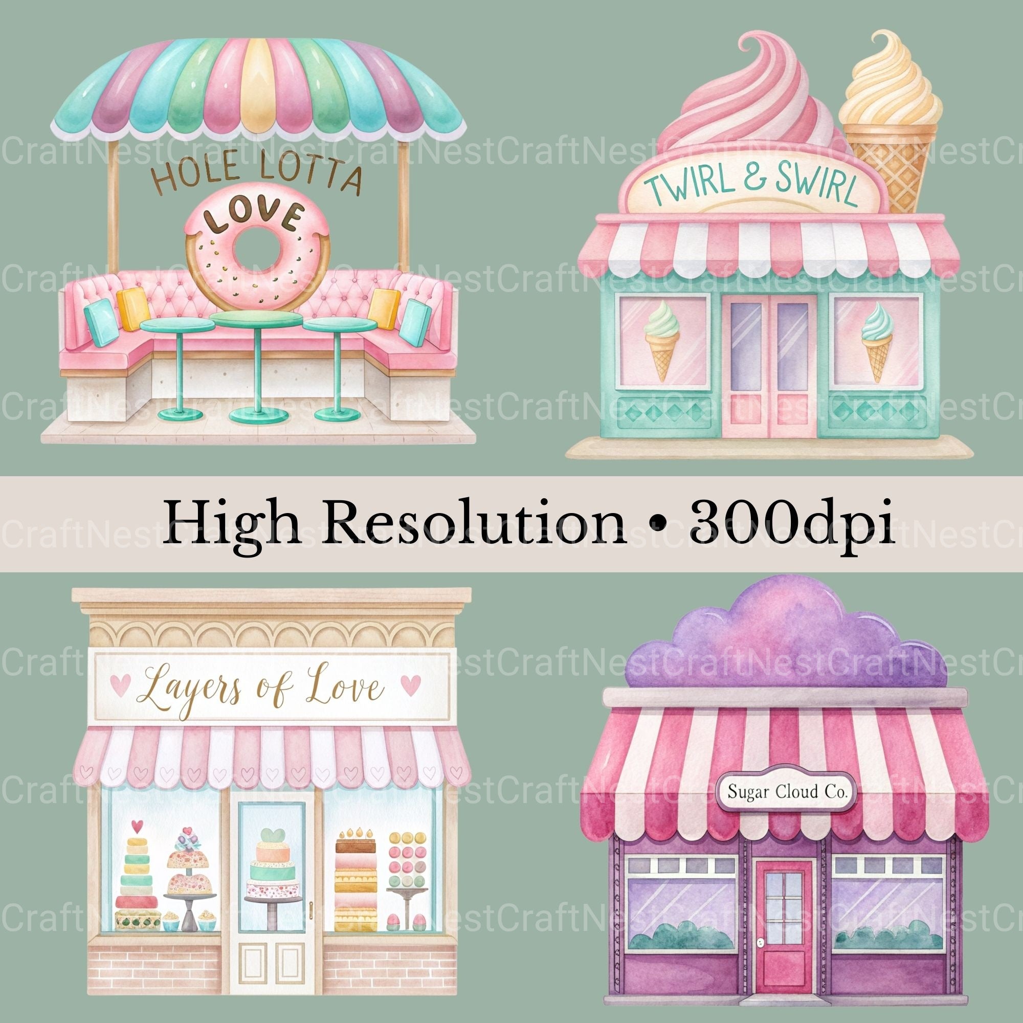 Village Shops Sweet Treats Clipart Bundle - CraftNest - Digital Crafting and Art