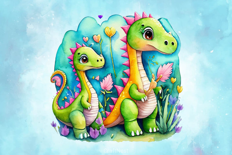 Baby Dinosaur Dragons Clipart Bundle - CraftNest - Digital Crafting and Art
