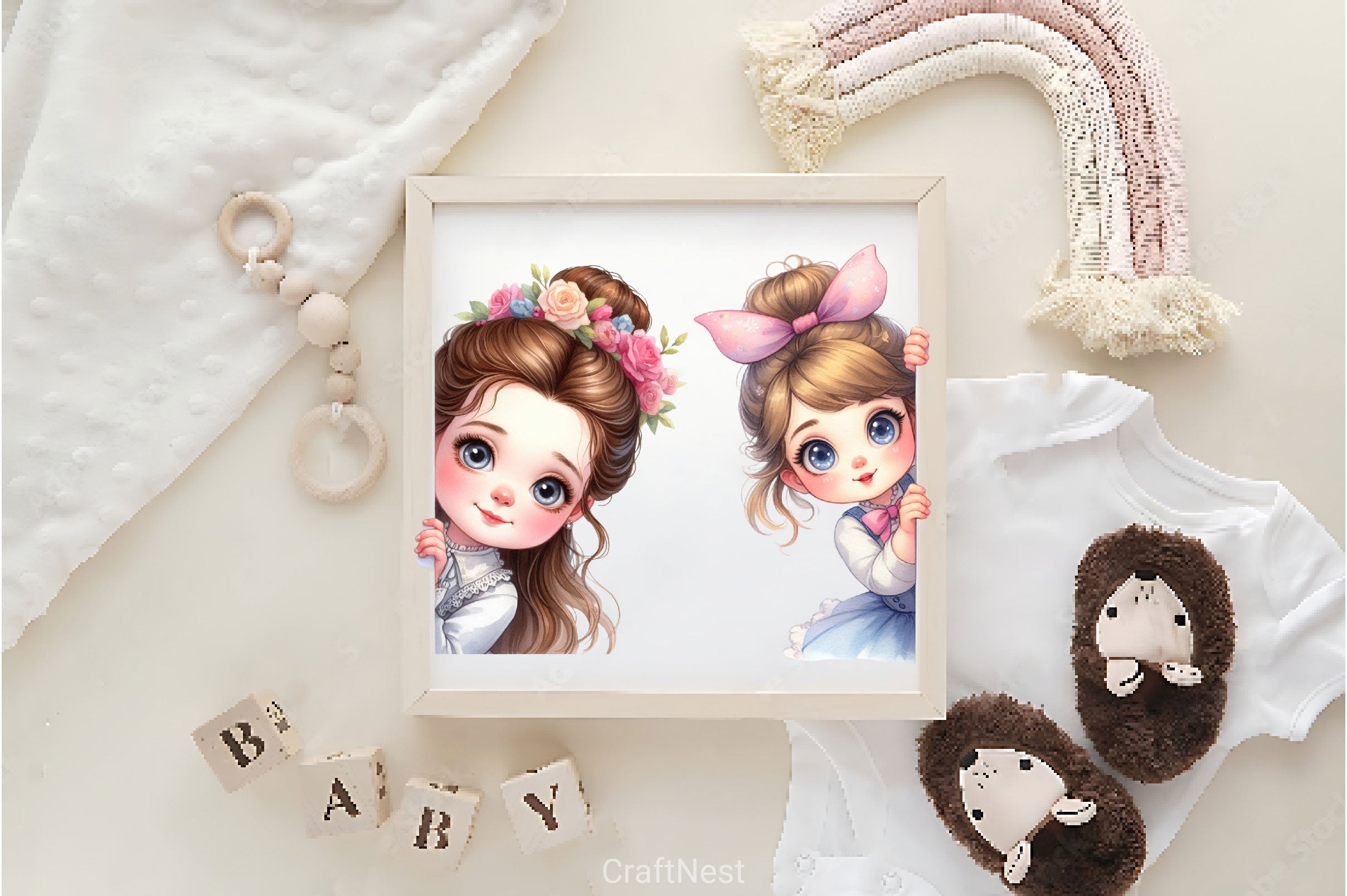 Peeking Around Girl Clipart Bundle - CraftNest - Digital Crafting and Art