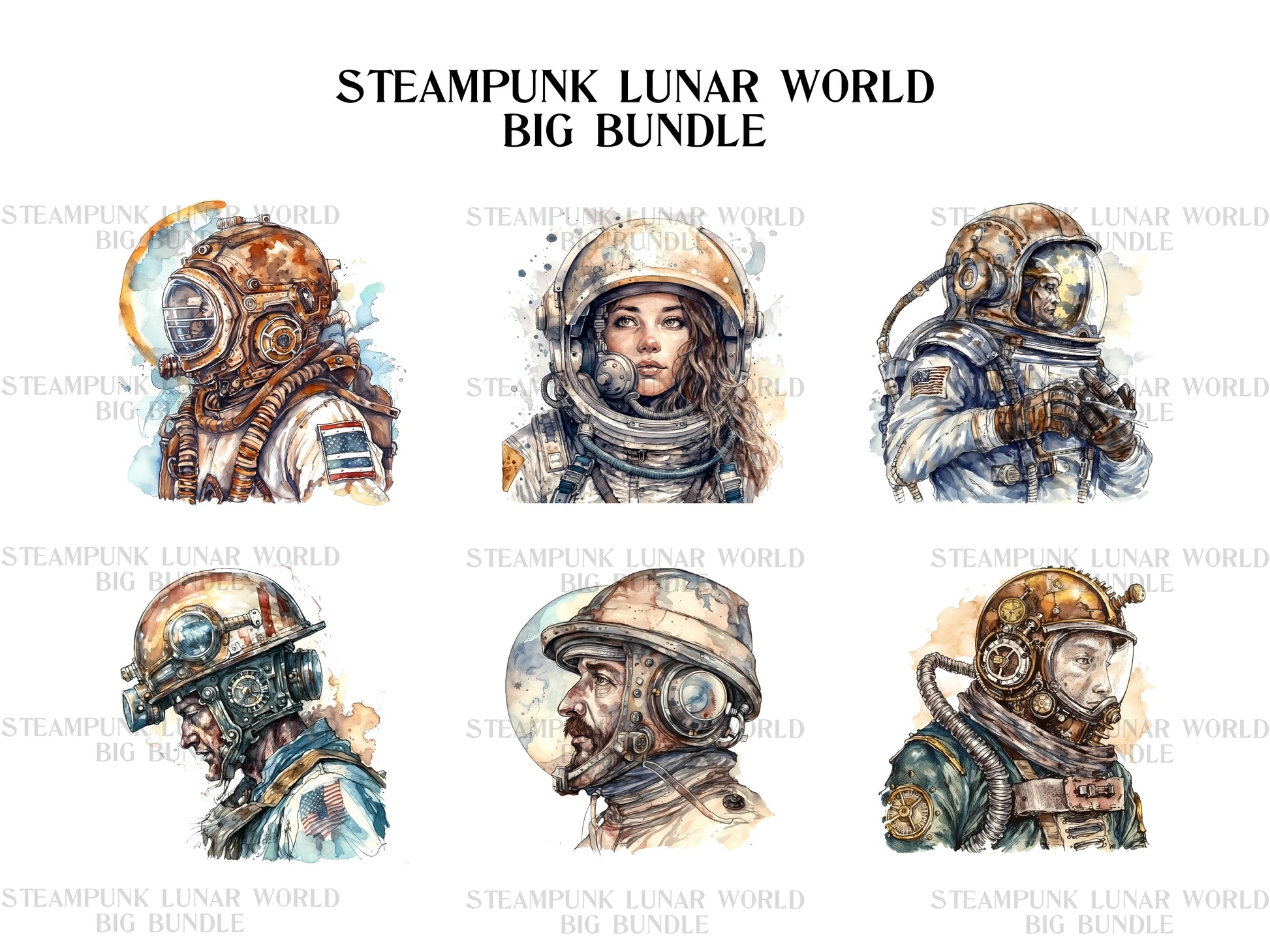 Steampunk Lunar World Clipart - CraftNest